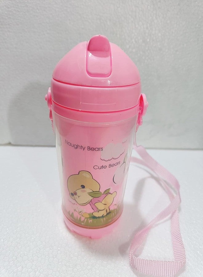 EAGEAN 500ml Water Bottle with Straw for Kids, Durable & Leak Proof Open Soft Sipper & Protective Silicone Boot (Pink) - Image 1