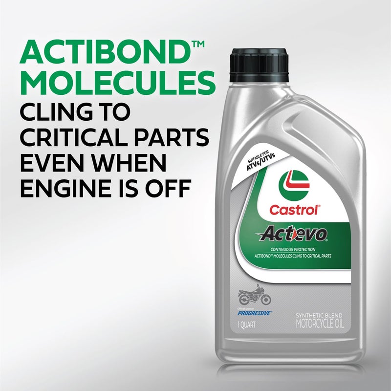 Castrol Actevo 4T 20W-50 Synthetic Blend Motorcycle Oil, 1 Quart, Pack of 6 - Image 3