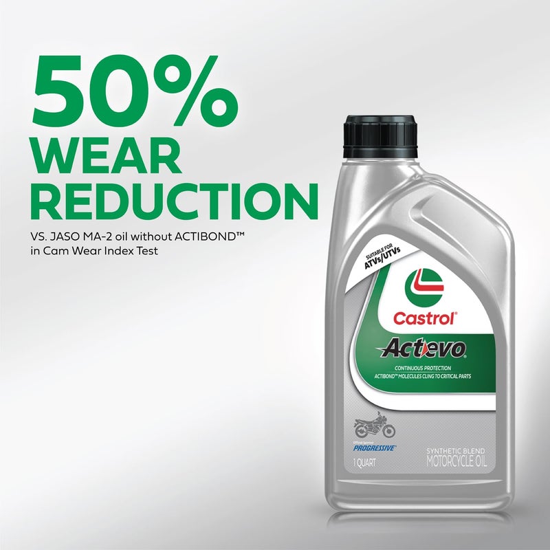 Castrol Actevo 4T 20W-50 Synthetic Blend Motorcycle Oil, 1 Quart, Pack of 6 - Image 4