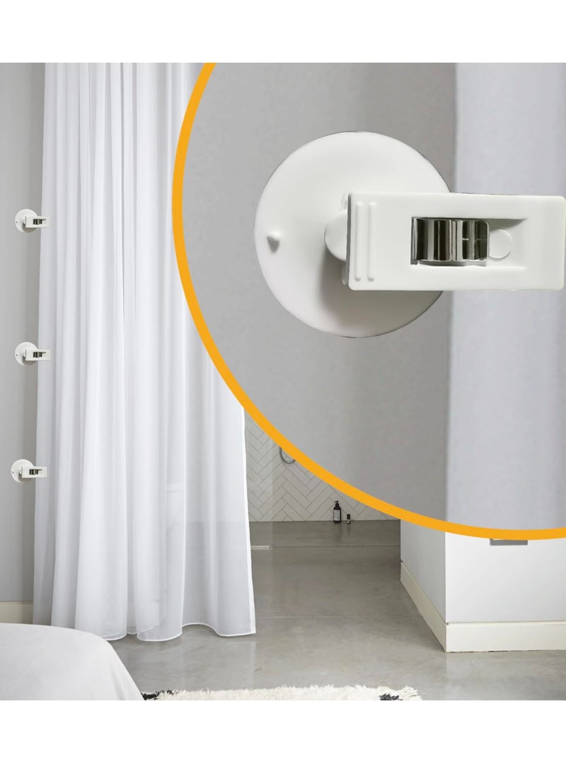 Excefore Shower Curtain Splash Clips, 6 Pcs Self Adhesive Shower Curtain Clips, with Suction Cup, Self Adhesive Shower Curtain Weight Clip, Windproof Splash Guard, Just Press Clip onto Wall - Image 2