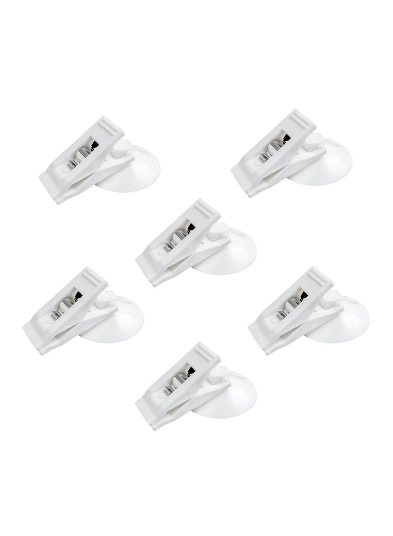 Excefore Shower Curtain Splash Clips, 6 Pcs Self Adhesive Shower Curtain Clips, with Suction Cup, Self Adhesive Shower Curtain Weight Clip, Windproof Splash Guard, Just Press Clip onto Wall - Image 1
