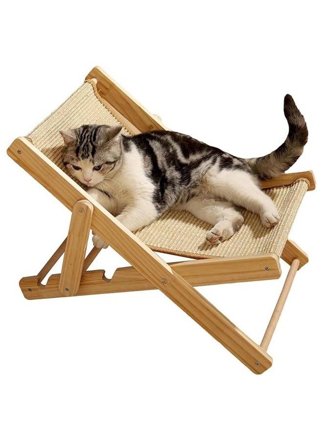 Hihonor Scratch Board for Cat Recliner, Height-Adjustable Foldable Cat Perch, Solid Wood Cat Recliner with a Load Capacity of 20kg,Sisal Cloth - Image 1