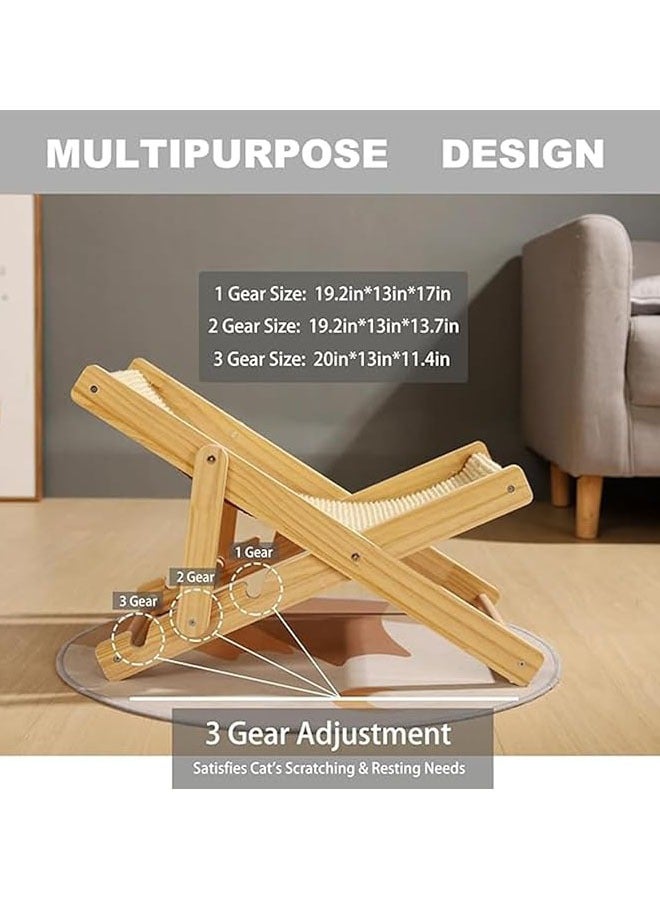 Hihonor Scratch Board for Cat Recliner, Height-Adjustable Foldable Cat Perch, Solid Wood Cat Recliner with a Load Capacity of 20kg,Sisal Cloth - Image 3