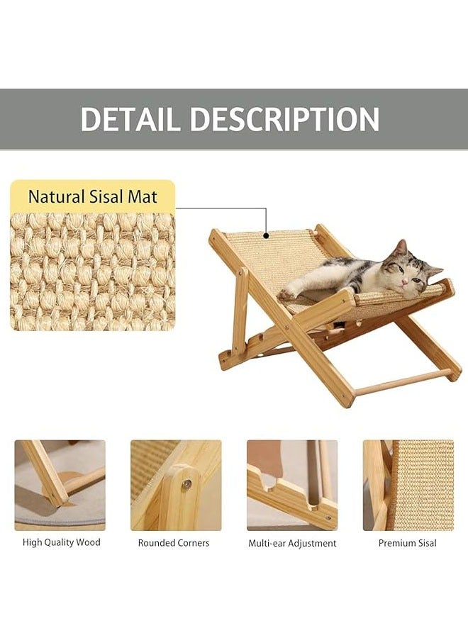 Hihonor Scratch Board for Cat Recliner, Height-Adjustable Foldable Cat Perch, Solid Wood Cat Recliner with a Load Capacity of 20kg,Sisal Cloth - Image 4