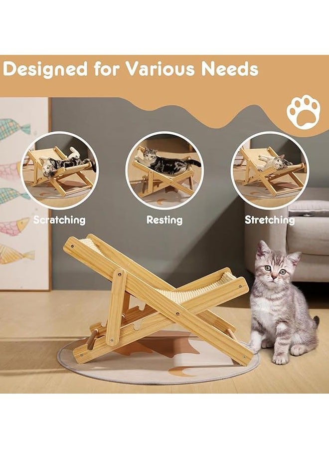 Hihonor Scratch Board for Cat Recliner, Height-Adjustable Foldable Cat Perch, Solid Wood Cat Recliner with a Load Capacity of 20kg,Sisal Cloth - Image 5
