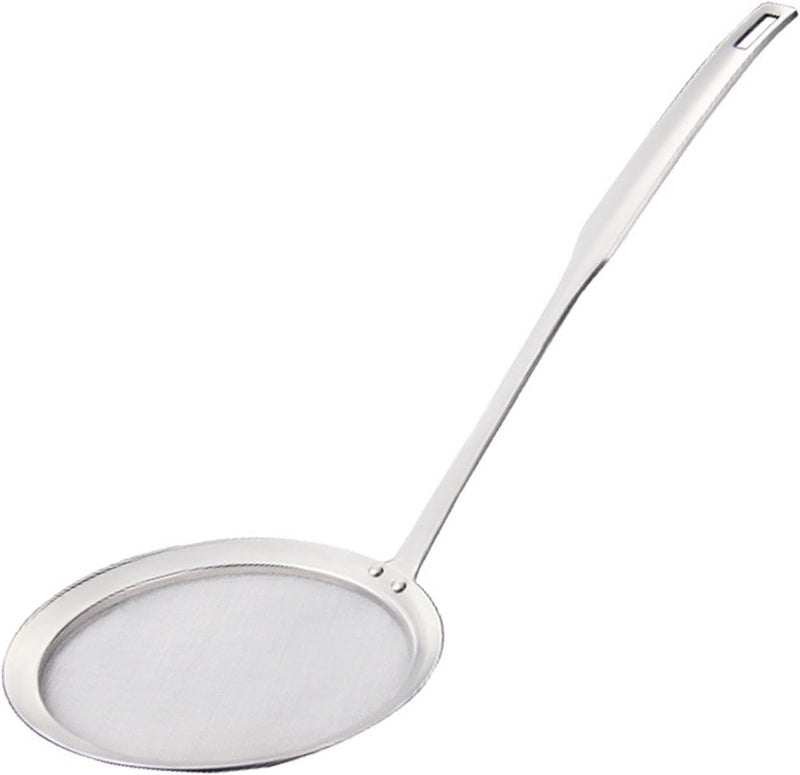 ONESWI Stainless Steel Fat Skimmer Spoon, Kitchen Fine Mesh Food Strainer and Hot Pot Skimmer with Long Handle for Skimming, Cooking, Frying, Grease, Gravy and Foam (4.7") - Image 1