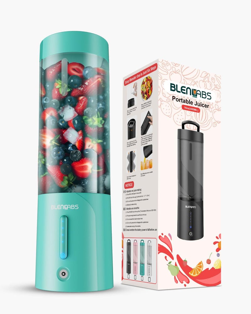 BLENLABS Portable Blender for Smoothie and Juices, Milk Shakes and Crushing Ice, 4000mAh Rechargeable Small Juicer for Fruits, 150 Watt Motor, Personal Blender for Smoothies (Green) - Image 1