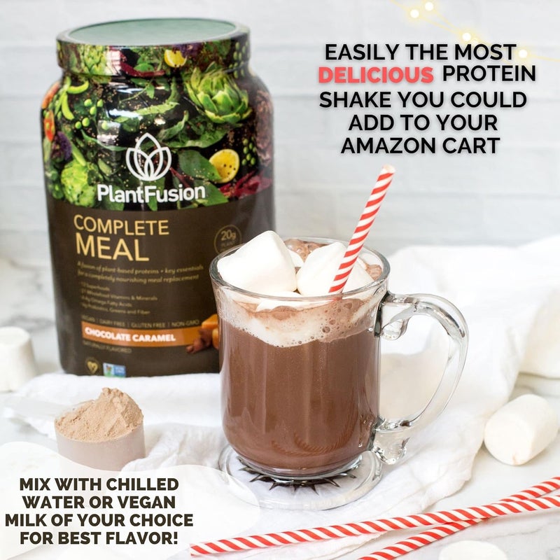 PlantFusion Complete Meal Replacement Shake  Plant Based Protein Powder with Superfoods Greens  Probiotics  Vegan Gluten Free Soy Free NonDairy No Sugar NonGMO  Chocolate Caramel 1 lb - Image 3
