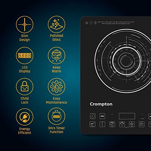 Crompton Instaserve 2100 W Induction Cooktop with 12 Feather Touch Buttons | 8 One touch Cook Menus |Slim Body | Overvoltage Shield Protection - Image 4