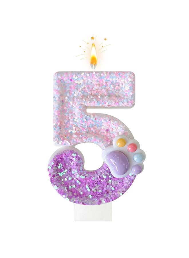 LAMAY Number birthday candles, pet-themed number candles, luxurious cake decorations, perfect for pet birthday parties and anniversaries (number 5). - Image 1