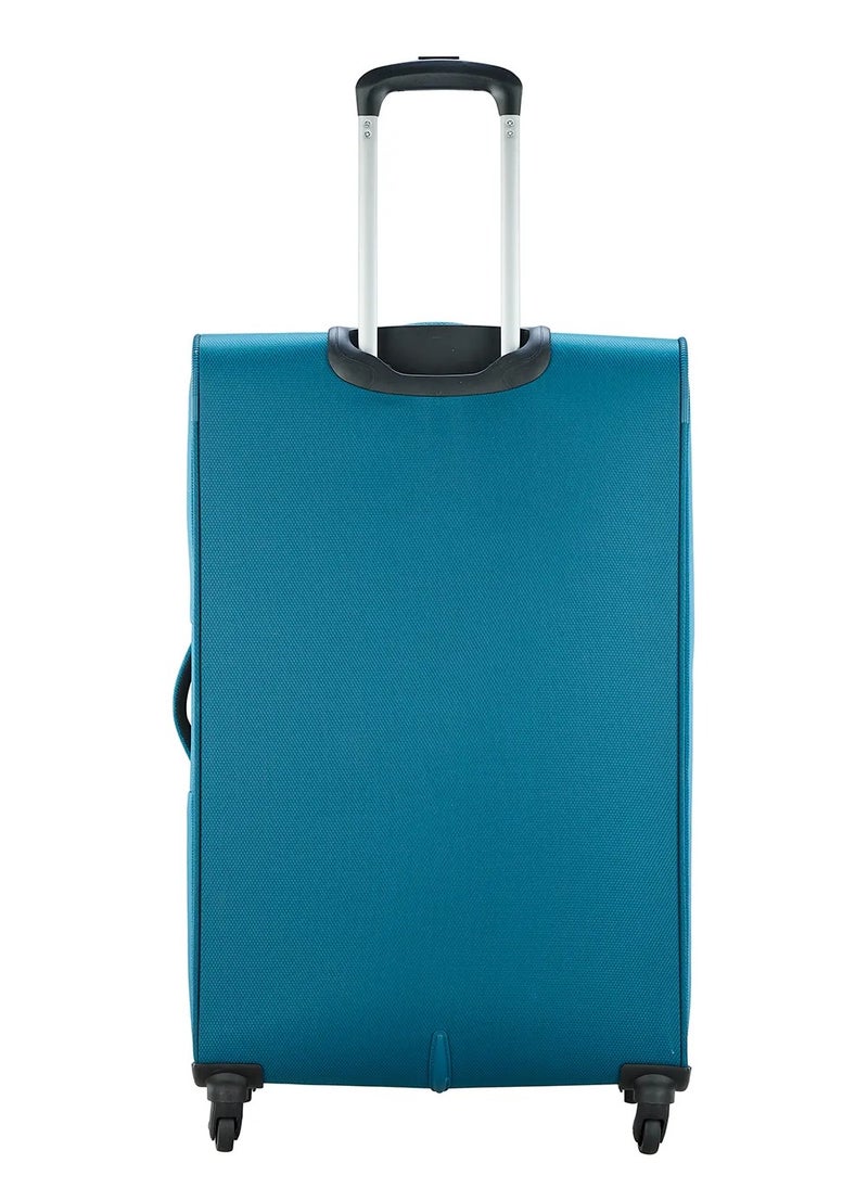 Skybags - Converge Plus Checked Luggage | Push Button Trolley| Anti Theft Zipper| Polyester | Large- 28 inch- Blue - Image 1