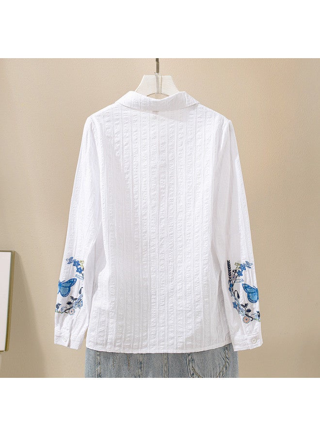 Cypress House new Autumn Women's Fashion Single-breasted Long Sleeve Office Blouse With Plus Sizes Available - Image 3