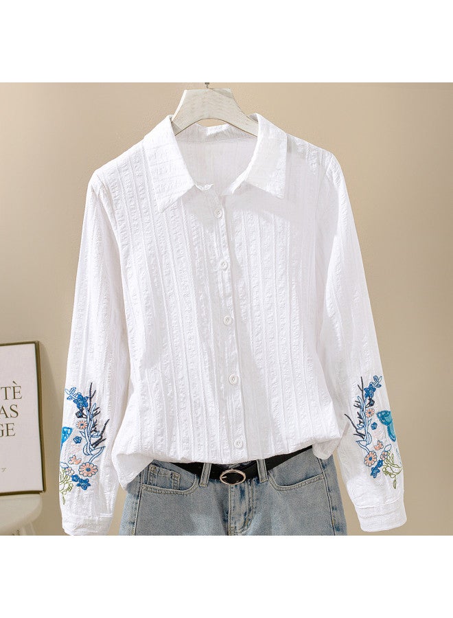 Cypress House new Autumn Women's Fashion Single-breasted Long Sleeve Office Blouse With Plus Sizes Available - Image 2