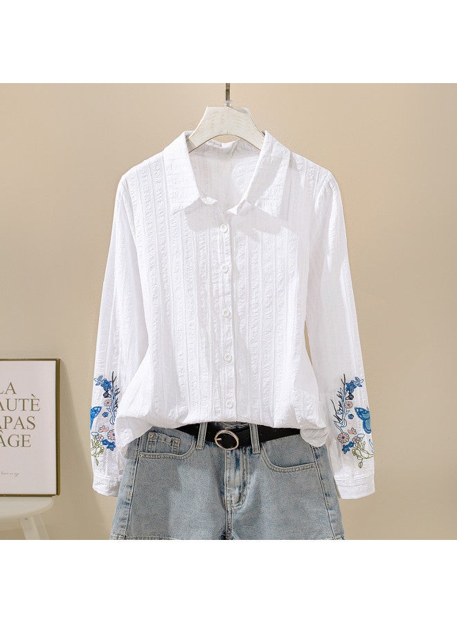 Cypress House new Autumn Women's Fashion Single-breasted Long Sleeve Office Blouse With Plus Sizes Available - Image 4