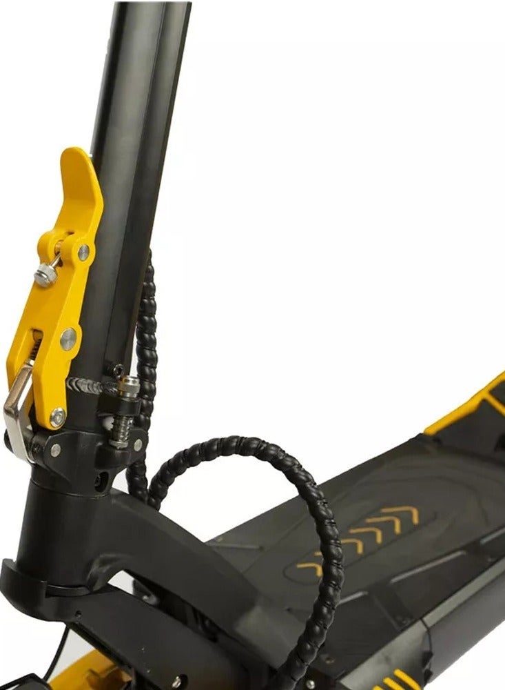 Crony سكوتر كهربائي للبالغين بمحرك بدون فرش V8 مزدوج 1600 واط، مدى يصل إلى 80 كم وسرعة، بطارية قابلة للفصل 60 فولت 26AH، سكوتر كهربائي ثقيل قابل للطي للطرق الوعرة مع مصابيح LED، تعليق مزدوج، فرامل قرصية، إطار ألمنيوم محمول، إطارات لجميع التضاريس، دراجة ذكية للمدينة، صفراء - Image 3