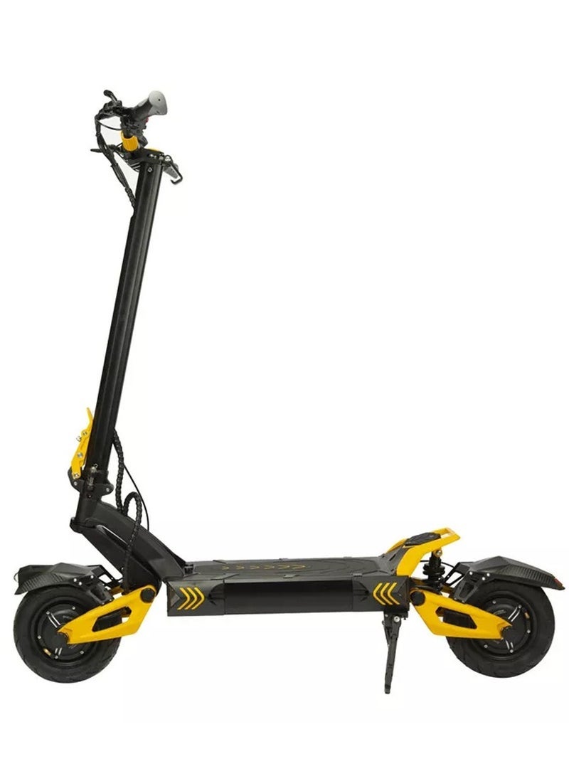 Crony سكوتر كهربائي للبالغين بمحرك بدون فرش V8 مزدوج 1600 واط، مدى يصل إلى 80 كم وسرعة، بطارية قابلة للفصل 60 فولت 26AH، سكوتر كهربائي ثقيل قابل للطي للطرق الوعرة مع مصابيح LED، تعليق مزدوج، فرامل قرصية، إطار ألمنيوم محمول، إطارات لجميع التضاريس، دراجة ذكية للمدينة، صفراء - Image 1