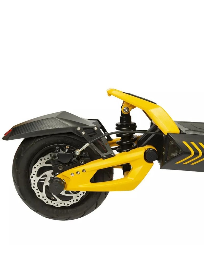 Crony سكوتر كهربائي للبالغين بمحرك بدون فرش V8 مزدوج 1600 واط، مدى يصل إلى 80 كم وسرعة، بطارية قابلة للفصل 60 فولت 26AH، سكوتر كهربائي ثقيل قابل للطي للطرق الوعرة مع مصابيح LED، تعليق مزدوج، فرامل قرصية، إطار ألمنيوم محمول، إطارات لجميع التضاريس، دراجة ذكية للمدينة، صفراء - Image 2