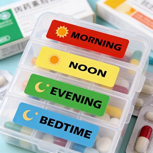 Remarkabel Medicine Stickers Medication Instruction Label 1/2 X 1.5 Inch Morning Noon Evening Bedtime Stickers for Pill Case Planner 504 pcs ﻿ - Image 4