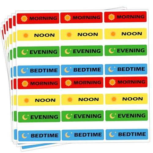 Remarkabel Medicine Stickers Medication Instruction Label 1/2 X 1.5 Inch Morning Noon Evening Bedtime Stickers for Pill Case Planner 504 pcs ﻿ - Image 1