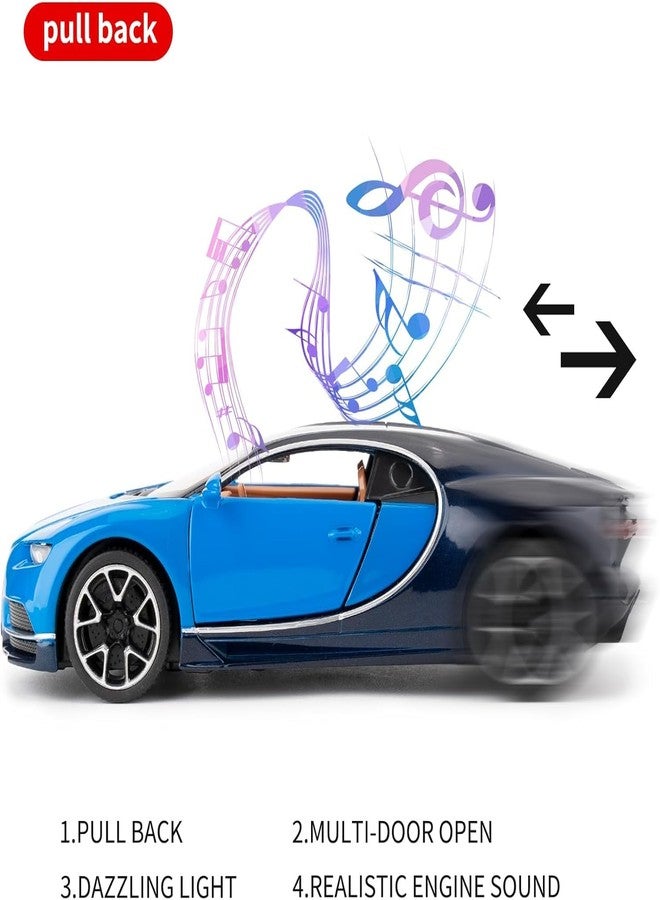 FEXXA 1:32 Scale Bugatti CHIRON Exclusive Alloy Metal Pull Back Die-cast Car Model with Sound Light Mini Auto Toy for Kids Metal Model Toy Car with Sound and Light - Image 3