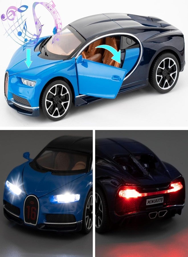 FEXXA 1:32 Scale Bugatti CHIRON Exclusive Alloy Metal Pull Back Die-cast Car Model with Sound Light Mini Auto Toy for Kids Metal Model Toy Car with Sound and Light - Image 4