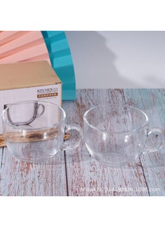Generic Breakfast Milk Glass Cup With Handle Bubble Oatmeal Home Coffee Cup Creative Transparent Cup Advertising Gift Cup-Color:Milk Cup Two Sets A Box Of 30 Sets-Capacity:401-500ml  - Image 1