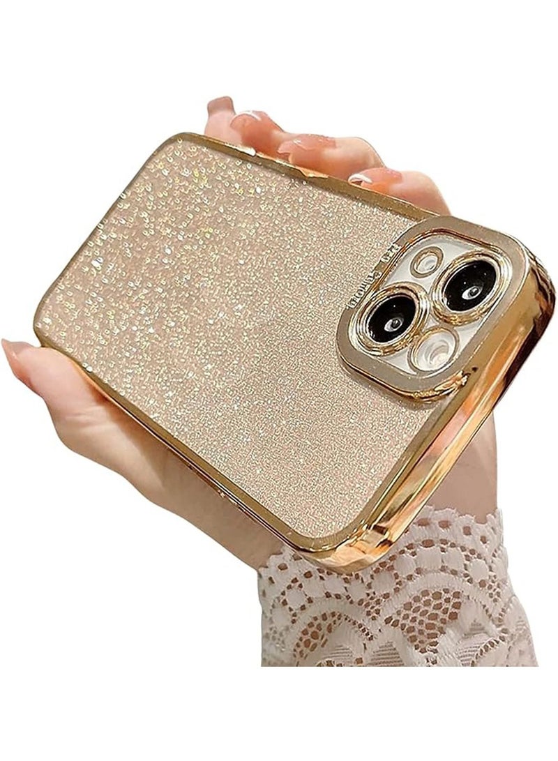 iPhone 15 Case Cover For Women Girls Glitter Luxury Flexible Plating Shockproof Full Camera Lens Protective Protection Accessories Phone Back Cover