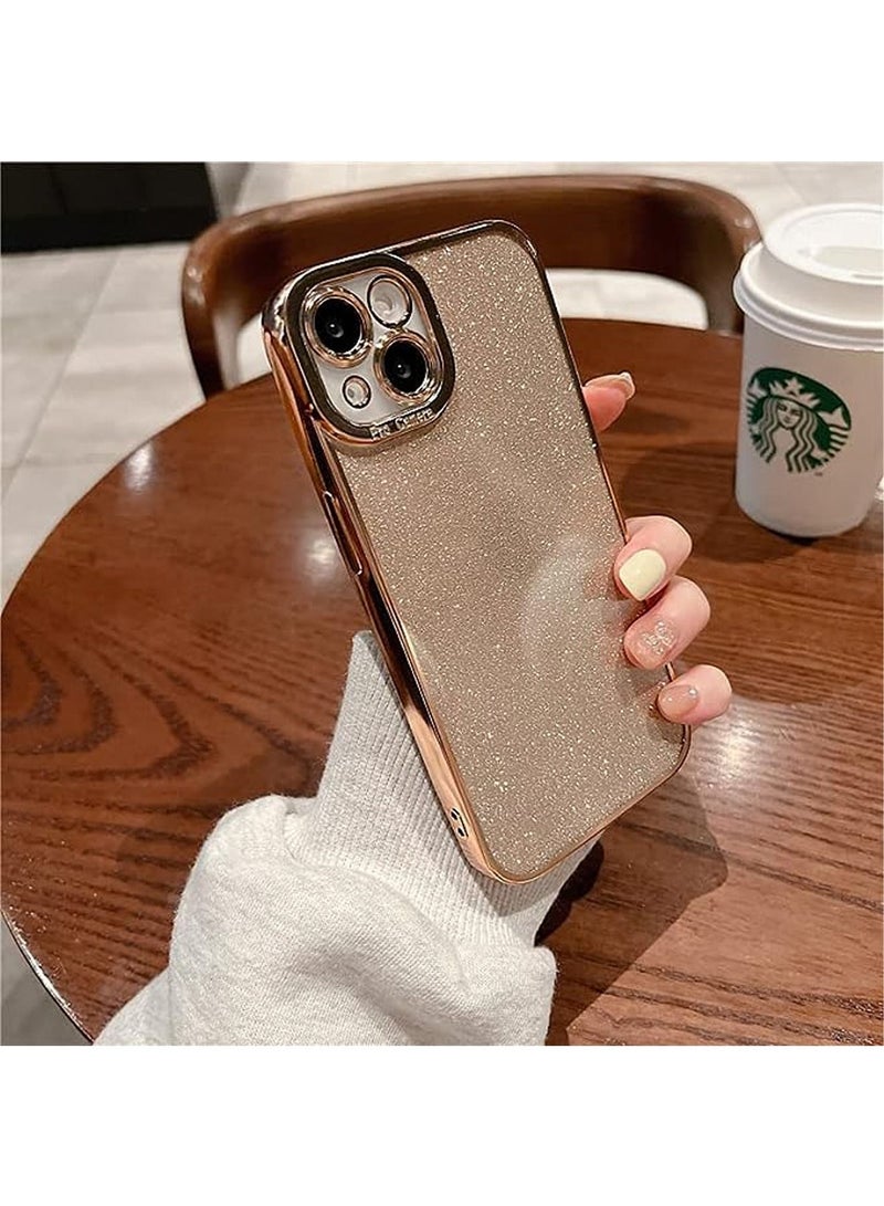 iPhone 15 Case Cover For Women Girls Glitter Luxury Flexible Plating Shockproof Full Camera Lens Protective Protection Accessories Phone Back Cover