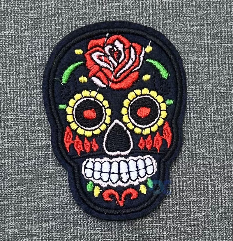 Daily Crafts Daily Crafts 3 Pieces New Colorful Candy Skull Embroidery Work Iron On and Sew On Patch for DIY T Shirt Decoration Accessories 27 inches by 2 inches - Image 3