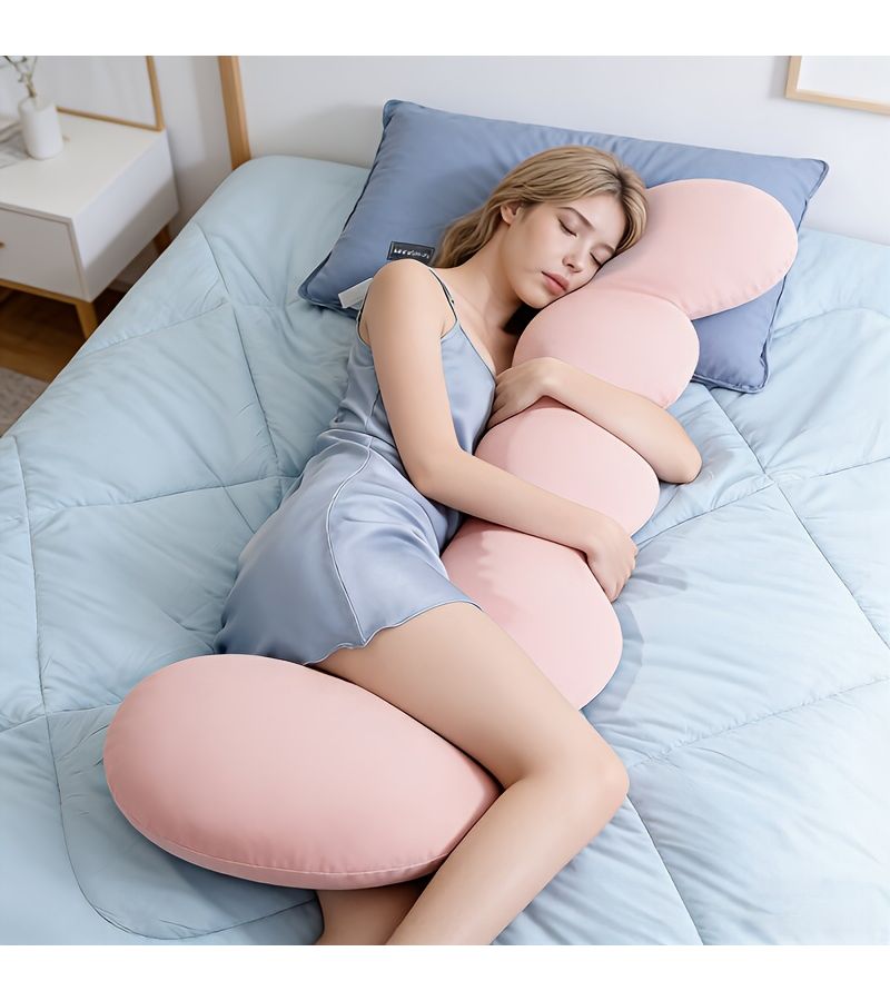 Blue Long Body Pillow Striped Cooling Leg Pillow for Pregnant Women Elderly with Removable Cover Side Sleeping Comfort - Image 5