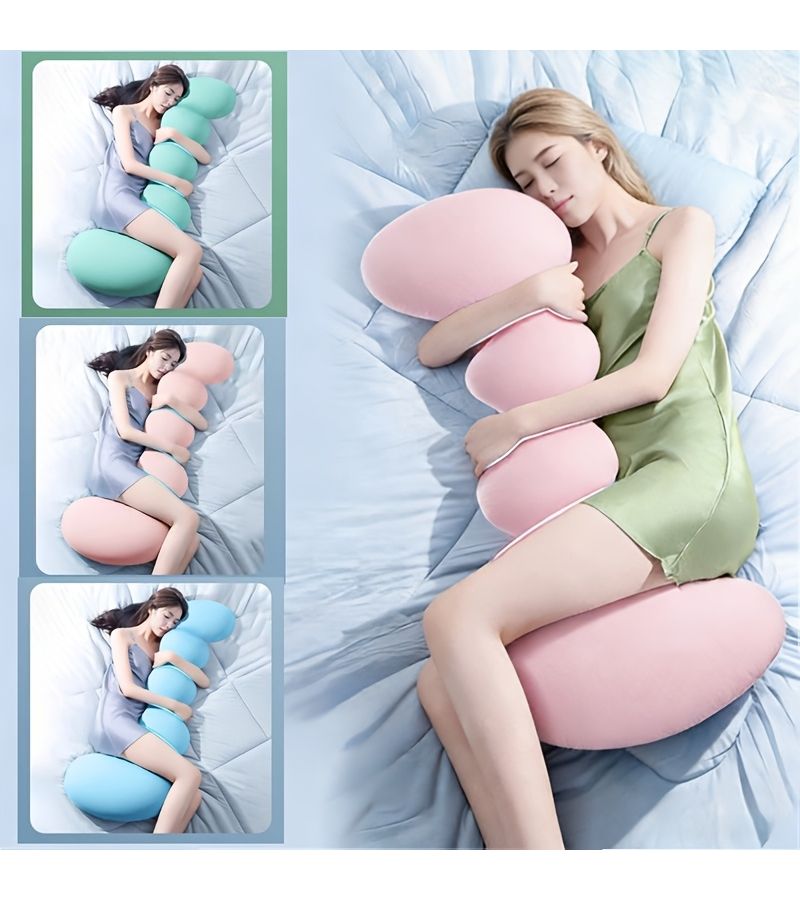 Blue Long Body Pillow Striped Cooling Leg Pillow for Pregnant Women Elderly with Removable Cover Side Sleeping Comfort - Image 1
