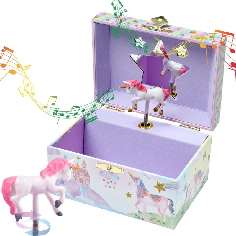 Jewelkeeper Musical Jewelry Box for Girls with Spinning Unicorn, Glitter Rainbow and Stars Design Music Box for Necklace, Earrings, and Accessories, Plays The Beautiful Dreamer Tune - Image 1