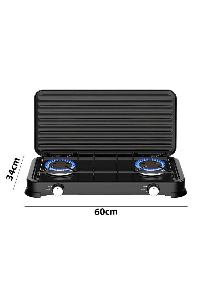 STARLUX Portable 2 Burner Gas Stove with Cover for Outdoor Camping & Garden Party Cooking Stove, Propane Gas Cooker with Windshield for BBQ, Tailgating, Picnic, and Outdoor Events - Image 4