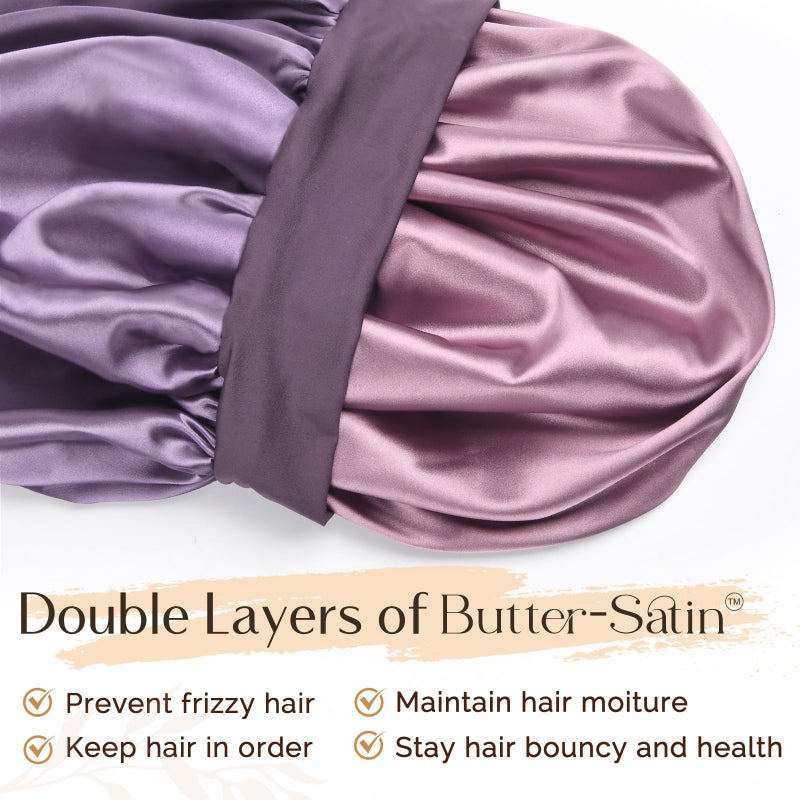 YANIBEST Silk Bonnet for Sleeping Women, Double Layer Hair Satin Bonnets with Elastic Band, Sleep Cap Curly Natural Hair - Image 2