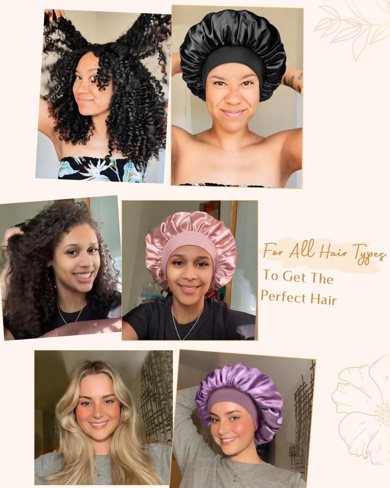 YANIBEST Silk Bonnet for Sleeping Women, Double Layer Hair Satin Bonnets with Elastic Band, Sleep Cap Curly Natural Hair - Image 5