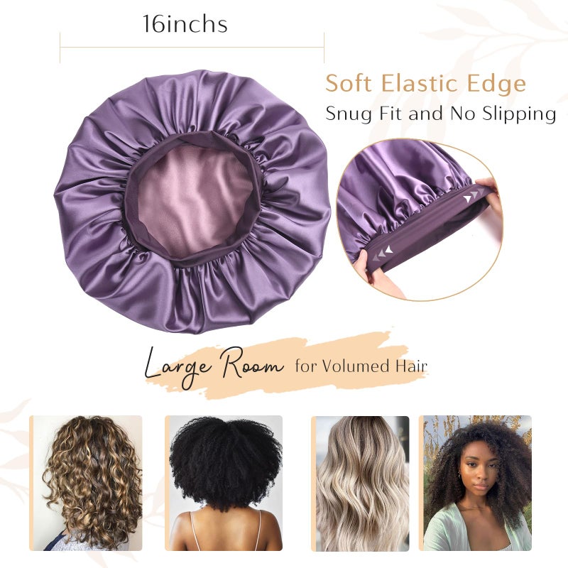 YANIBEST Silk Bonnet for Sleeping Women, Double Layer Hair Satin Bonnets with Elastic Band, Sleep Cap Curly Natural Hair - Image 4