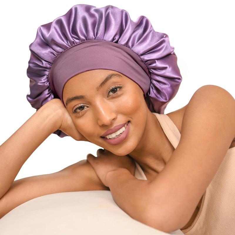 YANIBEST Silk Bonnet for Sleeping Women, Double Layer Hair Satin Bonnets with Elastic Band, Sleep Cap Curly Natural Hair - Image 1
