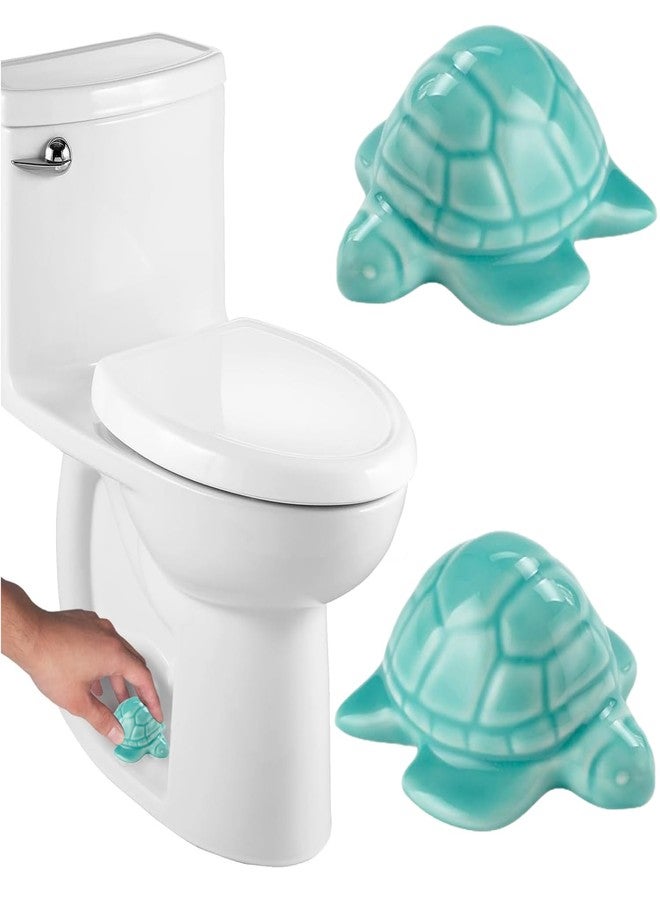 AKV Cute Turtle Toilet Bolt Caps Ceramic Sea Turtle Toilet Bolt Covers Decorative, Set of 2 Toilet Screw Cover Caps, Toilet Caps for Bottom of Toilet, Toilet Bowl Caps for Bolts Bathroom Decor (A) - Image 1