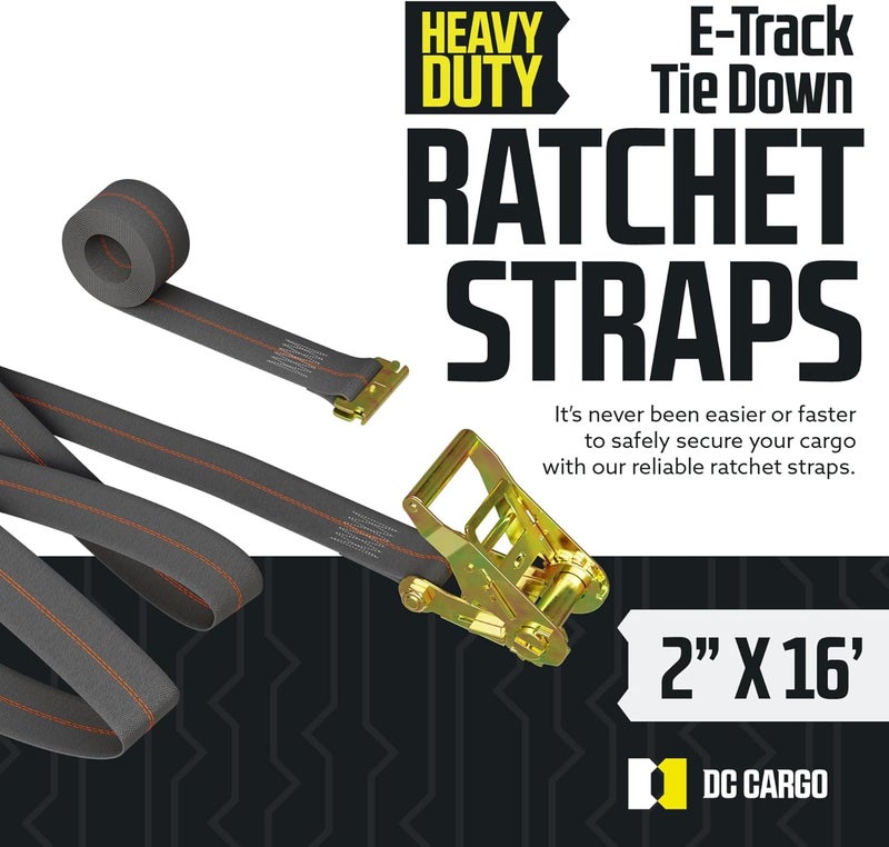 DC Cargo Mall أحزمة ربط DC Cargo Mall 4-Pack 2" x 16" - مصنوعة من بوليستر رمادي ثقيل الوزن - Image 2