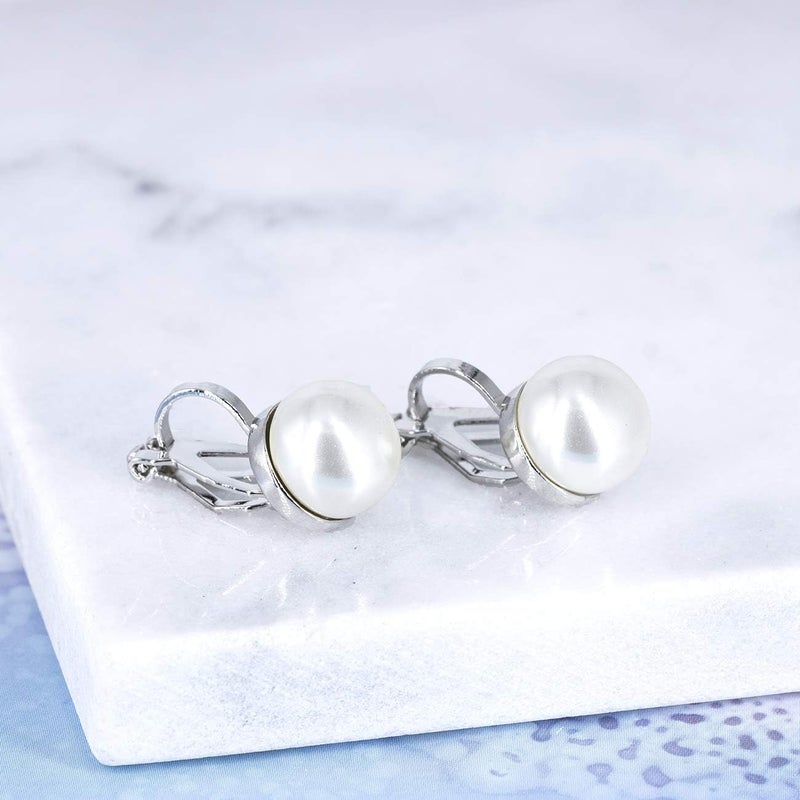 YOQUCOL Simulated Freshwater Pearl Clip On Earrings Not Pierced Elegant Stud Jewelry For Women - Image 5
