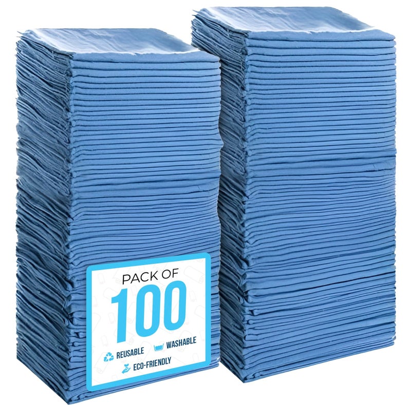 Simpli-Magic 79185 Shop Towels 14”x12”, Blue, 100 Pack - Image 1