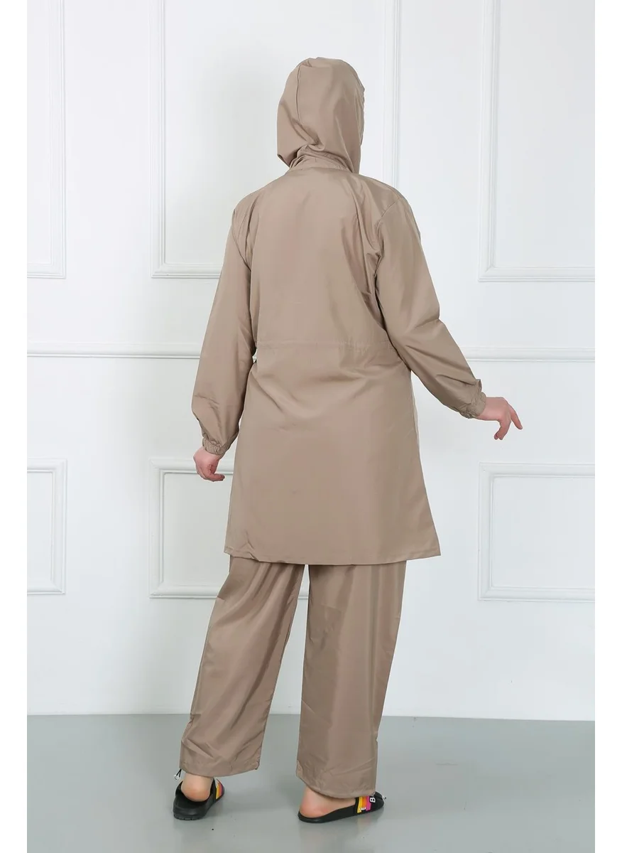 Akbeniz Plus Size Hijab Swimsuit Beige 44020