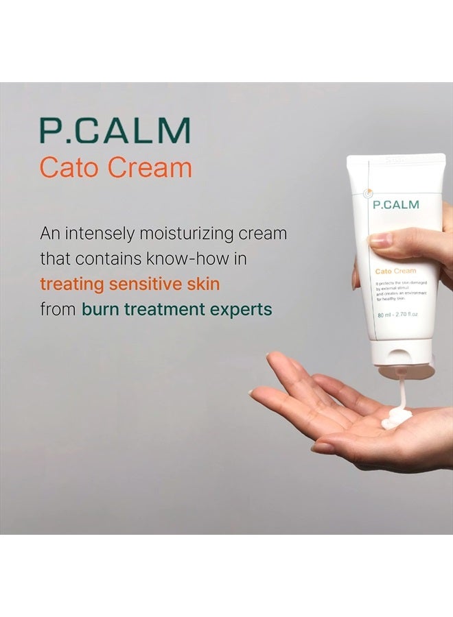 P.CALM كريم الوجه النباتي كاتو خفيف الوزن غير لزج ترطيب مكثف مرطب عميق للوجه غير دهني لتقوية الحاجز للبشرة الحساسة والجافة والمعرضة لحب الشباب والدهنية من بي.كالم للعناية بالبشرة الكورية - Image 2