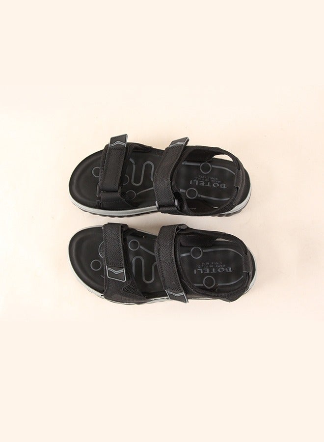 BOTELI 40-45 Big Size Men's Black Velcro Sandals - Airy Design Lightweight Soft Sole For Beach Sports & Casual Use - Image 3