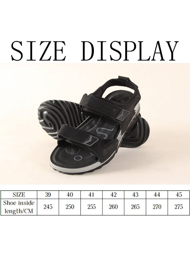 BOTELI 40-45 Big Size Men's Black Velcro Sandals - Airy Design Lightweight Soft Sole For Beach Sports & Casual Use - Image 5