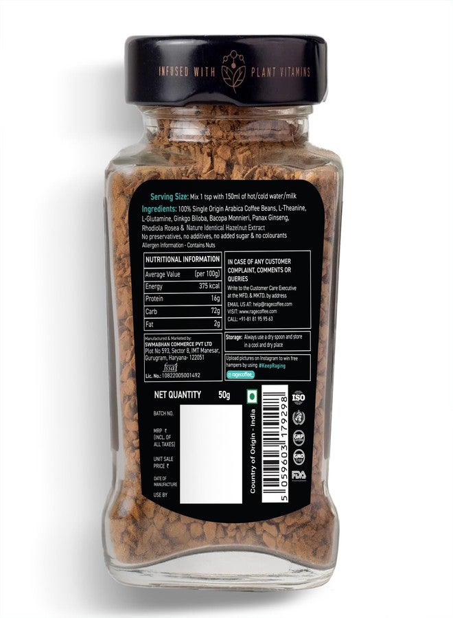 RAGE COFFEE Irish Hazelnut - Flavored Instant Coffee Powder for both Hot & Cold Coffee, 100% Single Origin Arabica Coffee Beans Powder (IRISH HAZELNUT, 50g) - Image 2