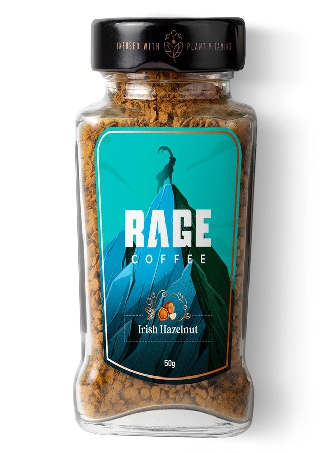RAGE COFFEE Irish Hazelnut - Flavored Instant Coffee Powder for both Hot & Cold Coffee, 100% Single Origin Arabica Coffee Beans Powder (IRISH HAZELNUT, 50g) - Image 1