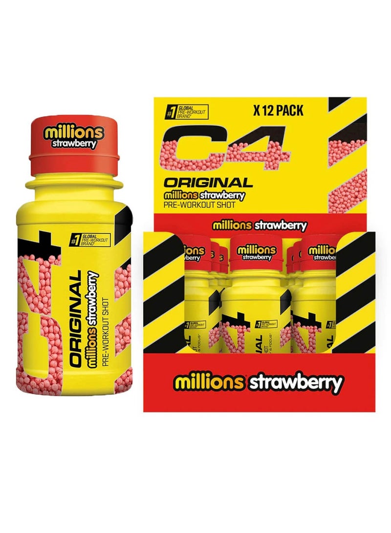 C4 Original Pre-Workout Shot 60ML Millions Strawberry Pack of 12 - Image 1