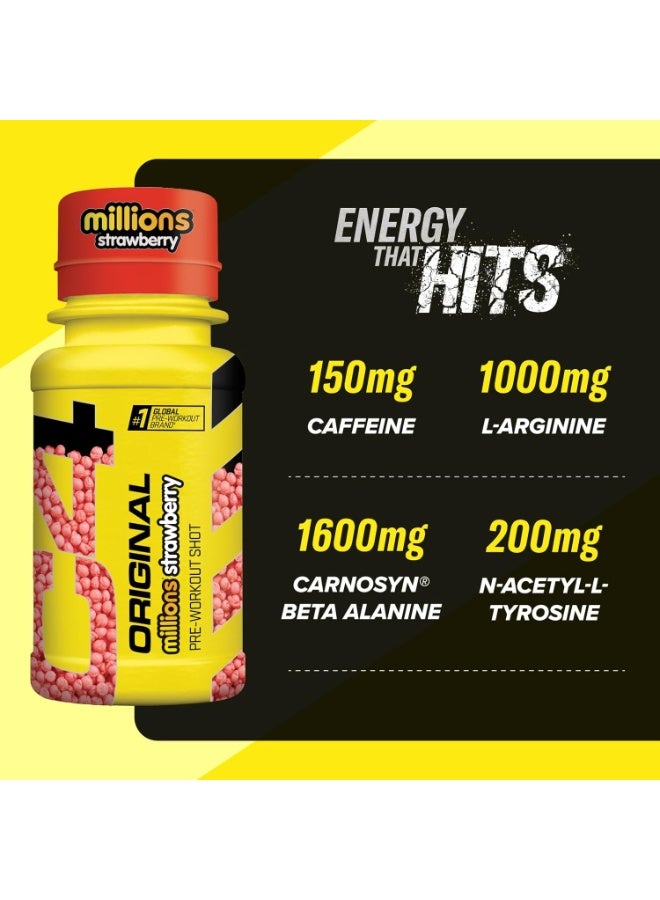 C4 Original Pre-Workout Shot 60ML Millions Strawberry Pack of 12 - Image 4
