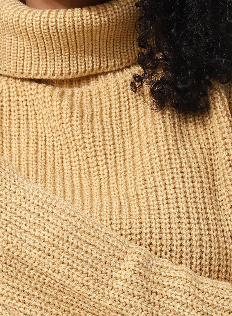 Andora Turtle Neck Slip On Knitted Pullover_Flax Yellow - Image 5